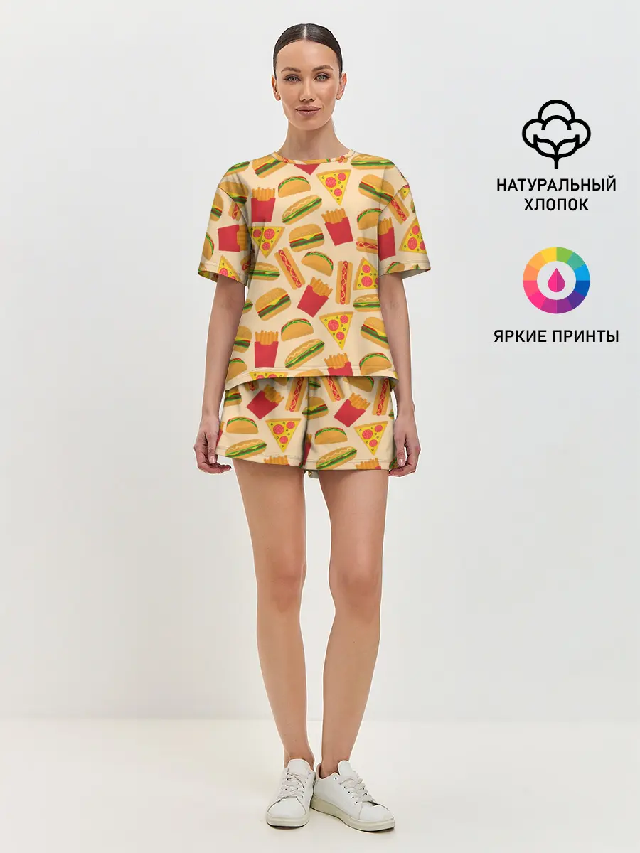 Женская пижама с шортами / Фастфуд