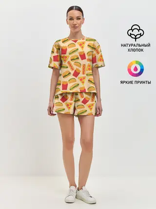 Женская пижама с шортами / Фастфуд