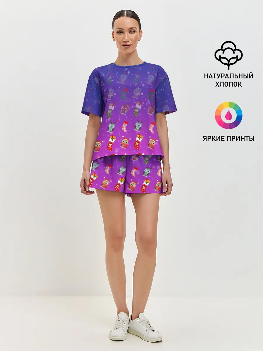 Женская пижама с шортами / Новый год