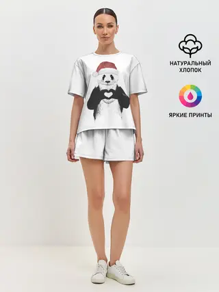 Женская пижама с шортами / Панда Клаус