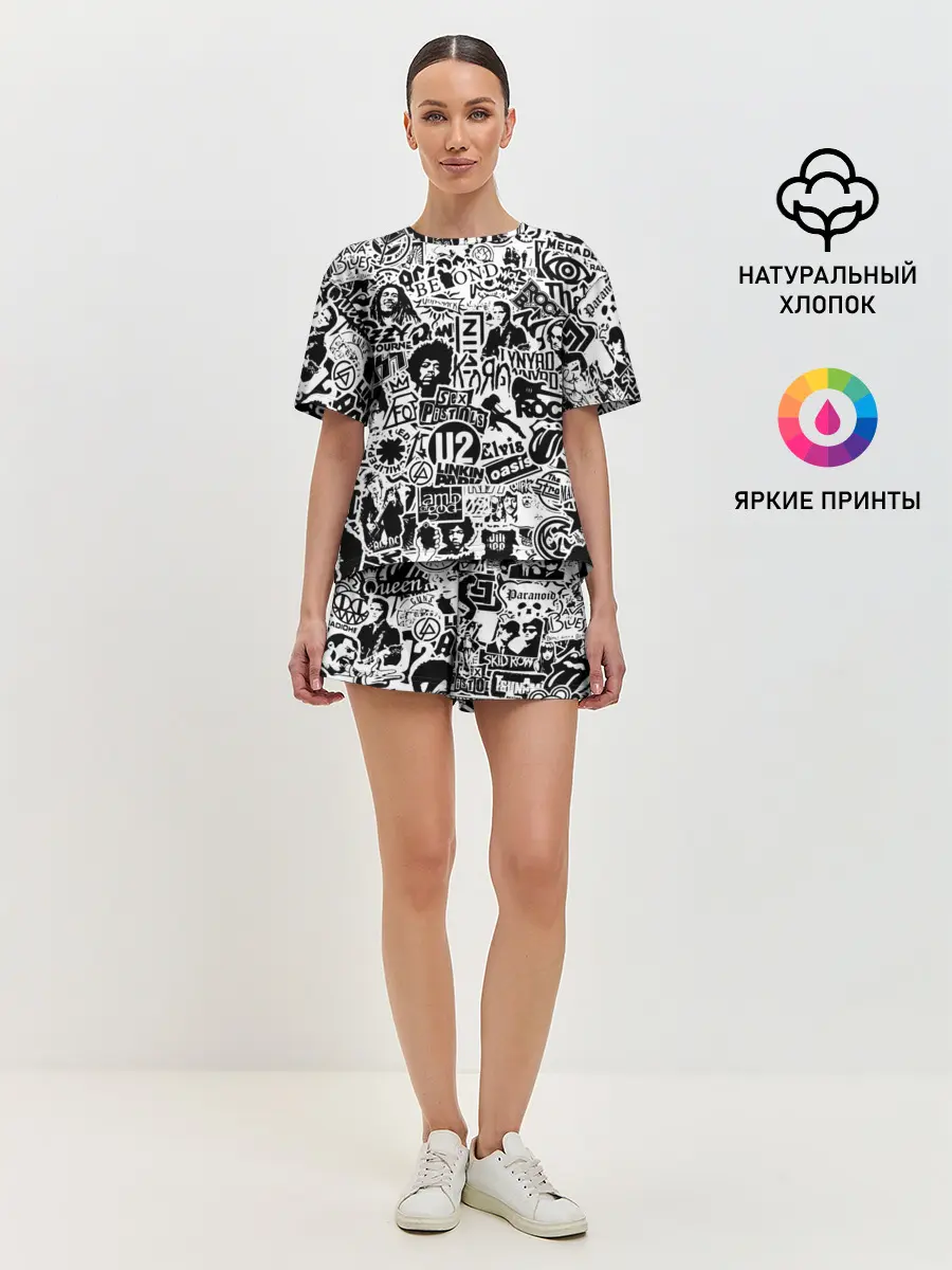 Женская пижама с шортами / Rock Band Logos