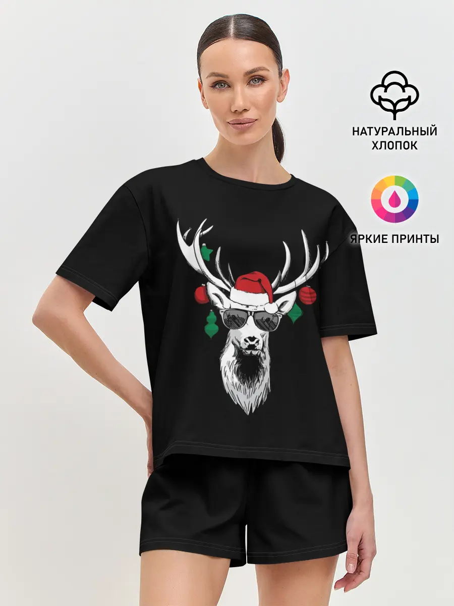 Женская пижама с шортами / Рождественский Олень