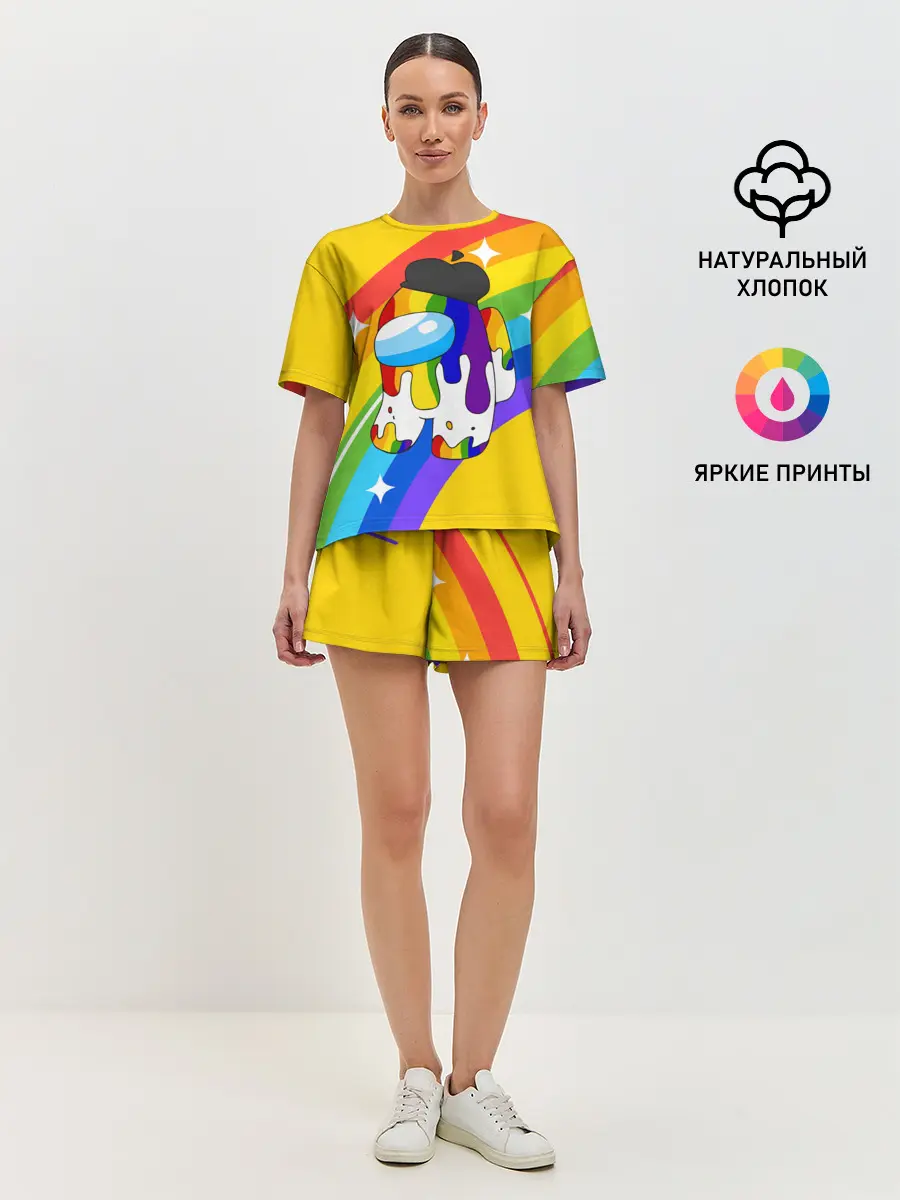 Женская пижама с шортами / AMONG US - Радужный