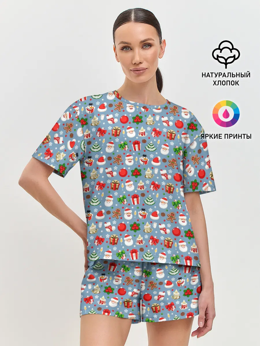 Женская пижама с шортами / Новый Год