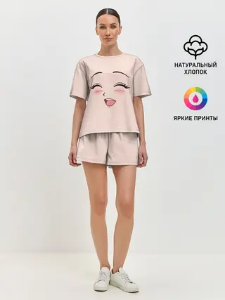 Женская пижама с шортами / Сonfused anime face