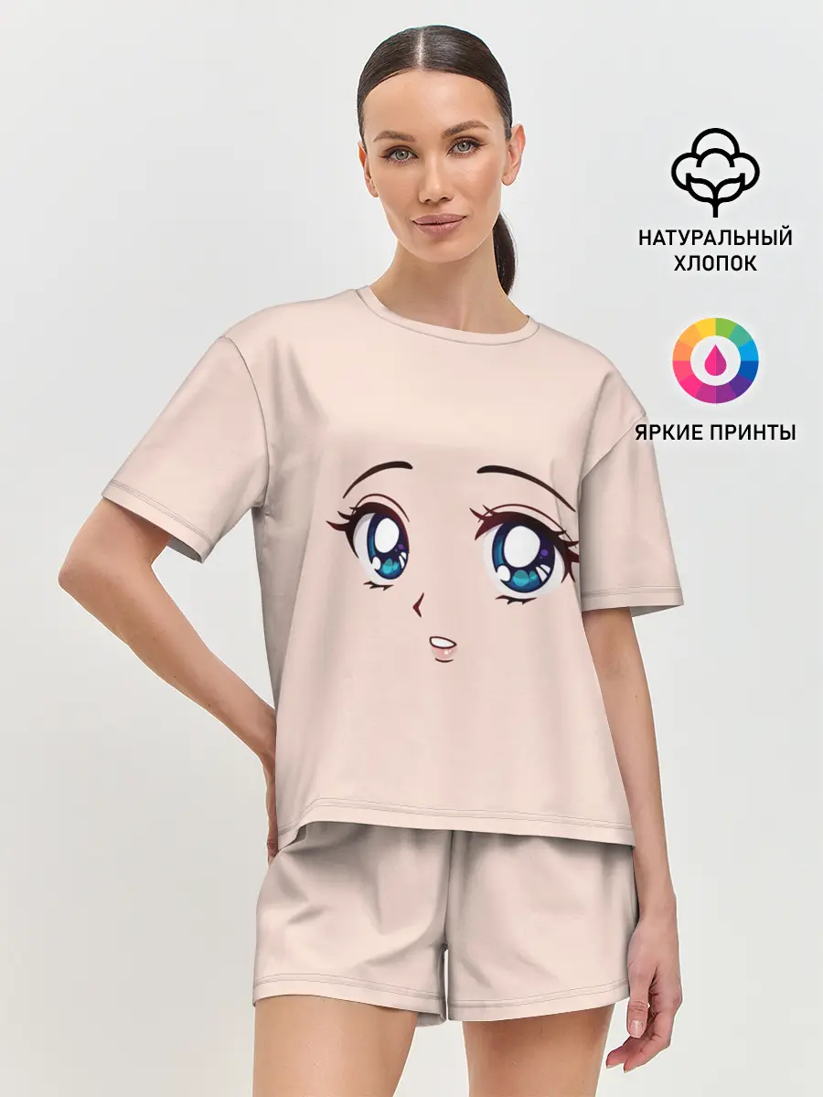 Женская пижама с шортами / Surprised anime face