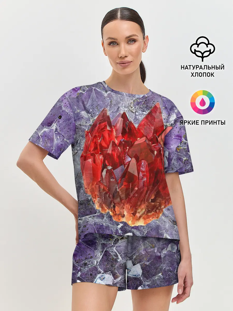 Женская пижама с шортами / Роза инков