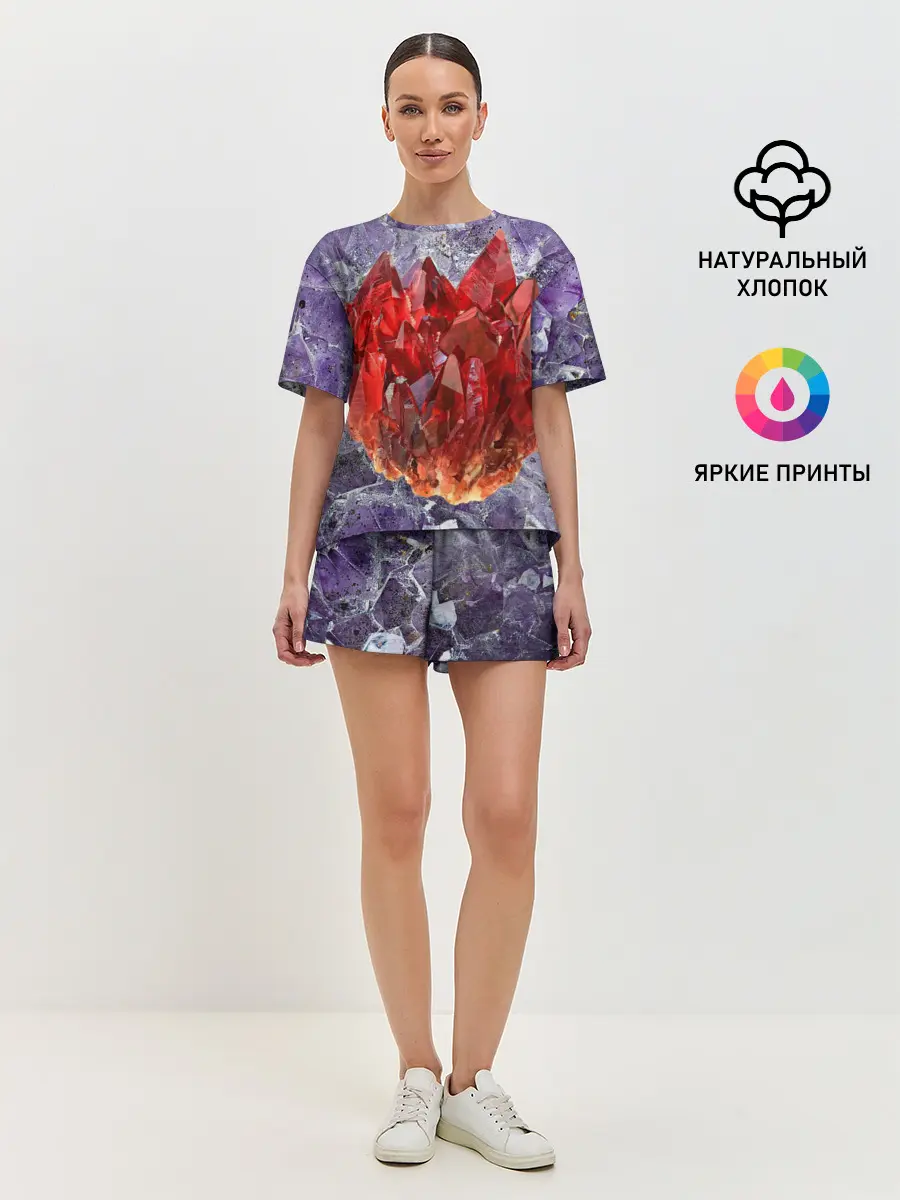 Женская пижама с шортами / Роза инков