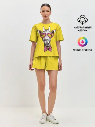 Женская пижама с шортами / Жираф