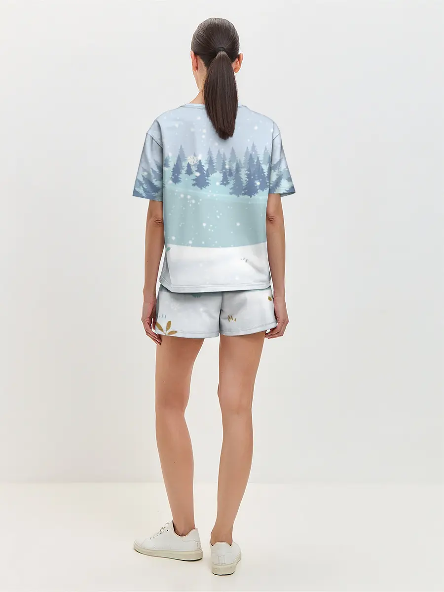 Женская пижама с шортами / Олень с кружкой