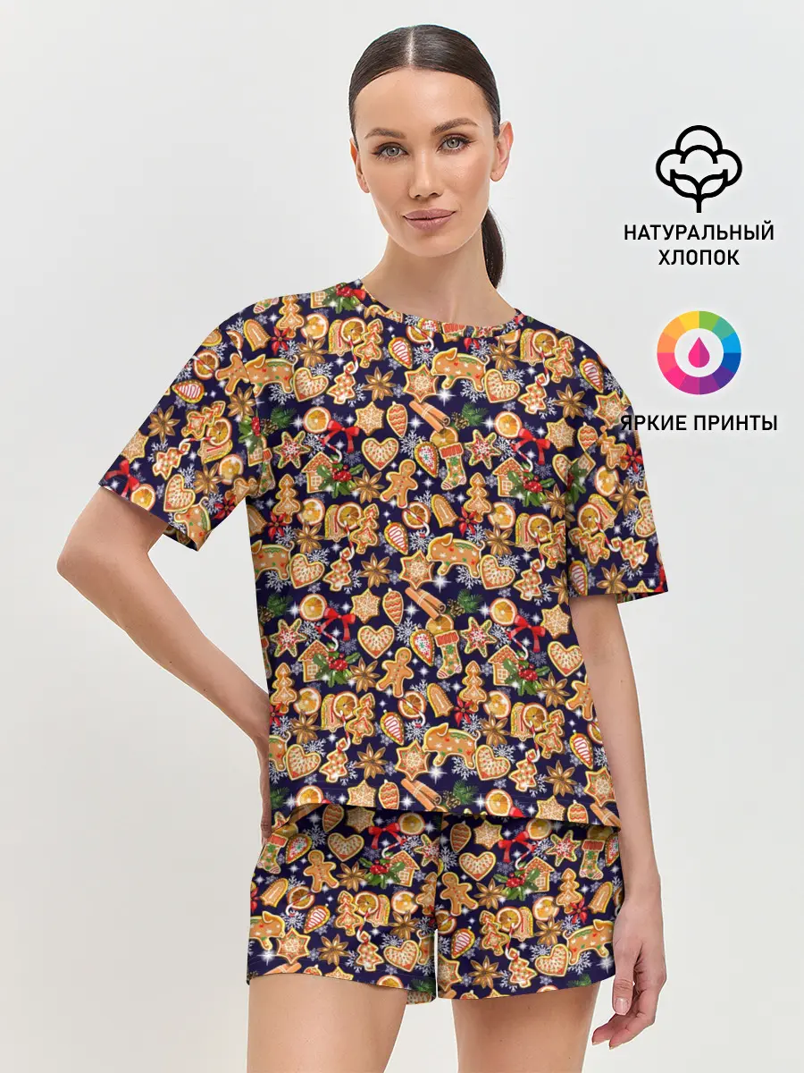 Женская пижама с шортами / Новый Год