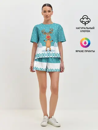 Женская пижама с шортами / Иди, обниму! - Рудольф