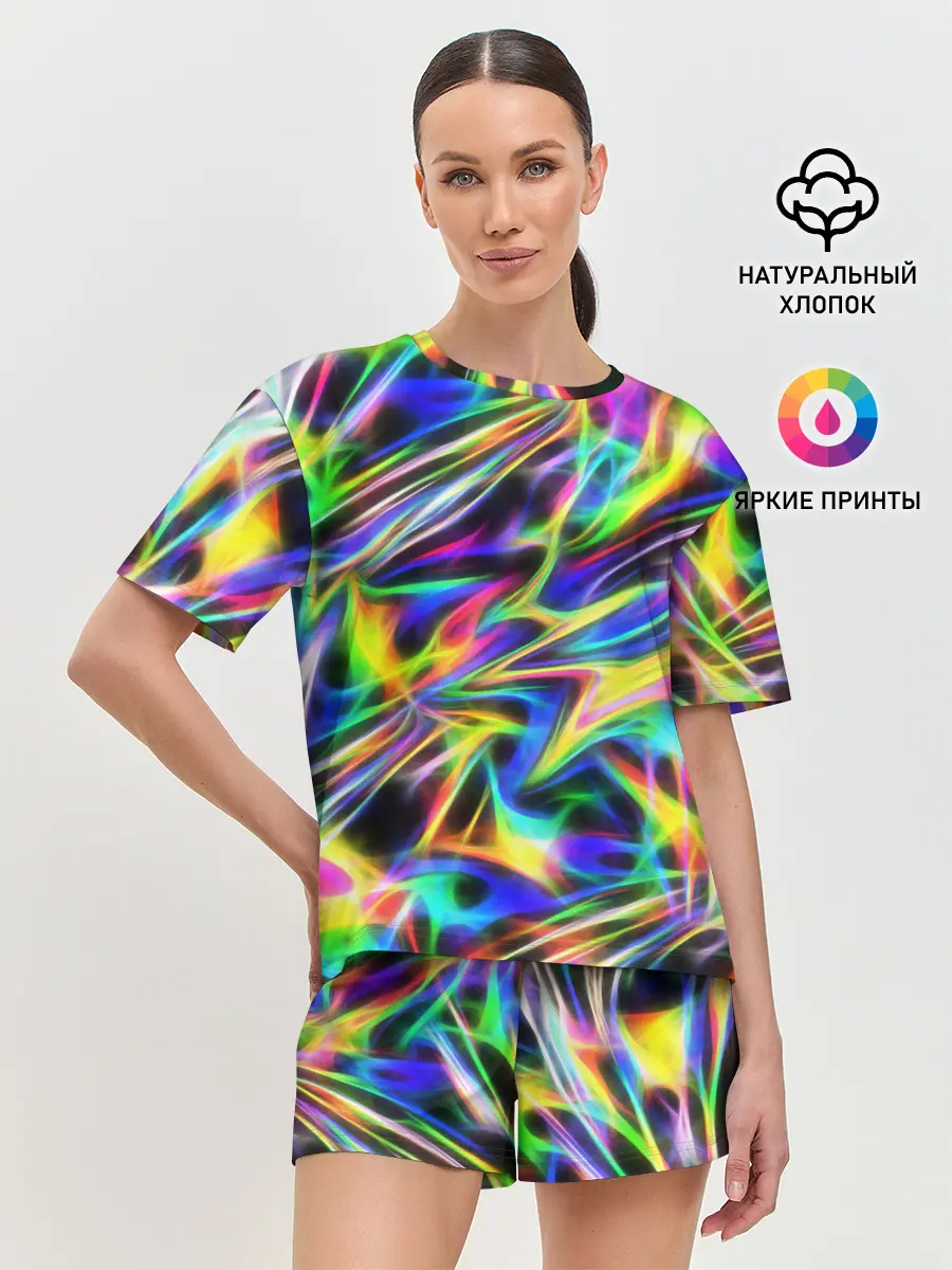 Женская пижама с шортами / Космическая хризонтема