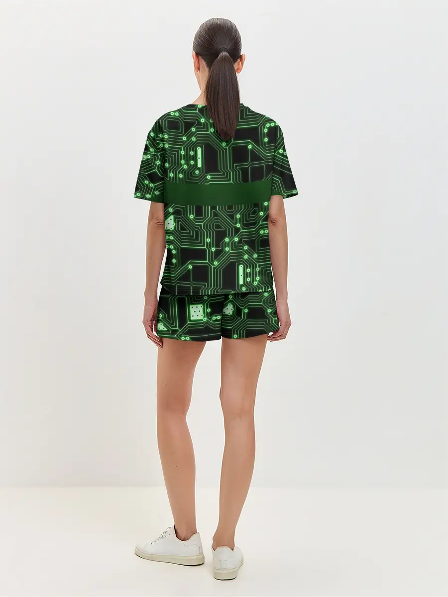 Женская пижама с шортами / Неоновая схема
