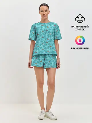 Женская пижама с шортами / Новогодние Олени