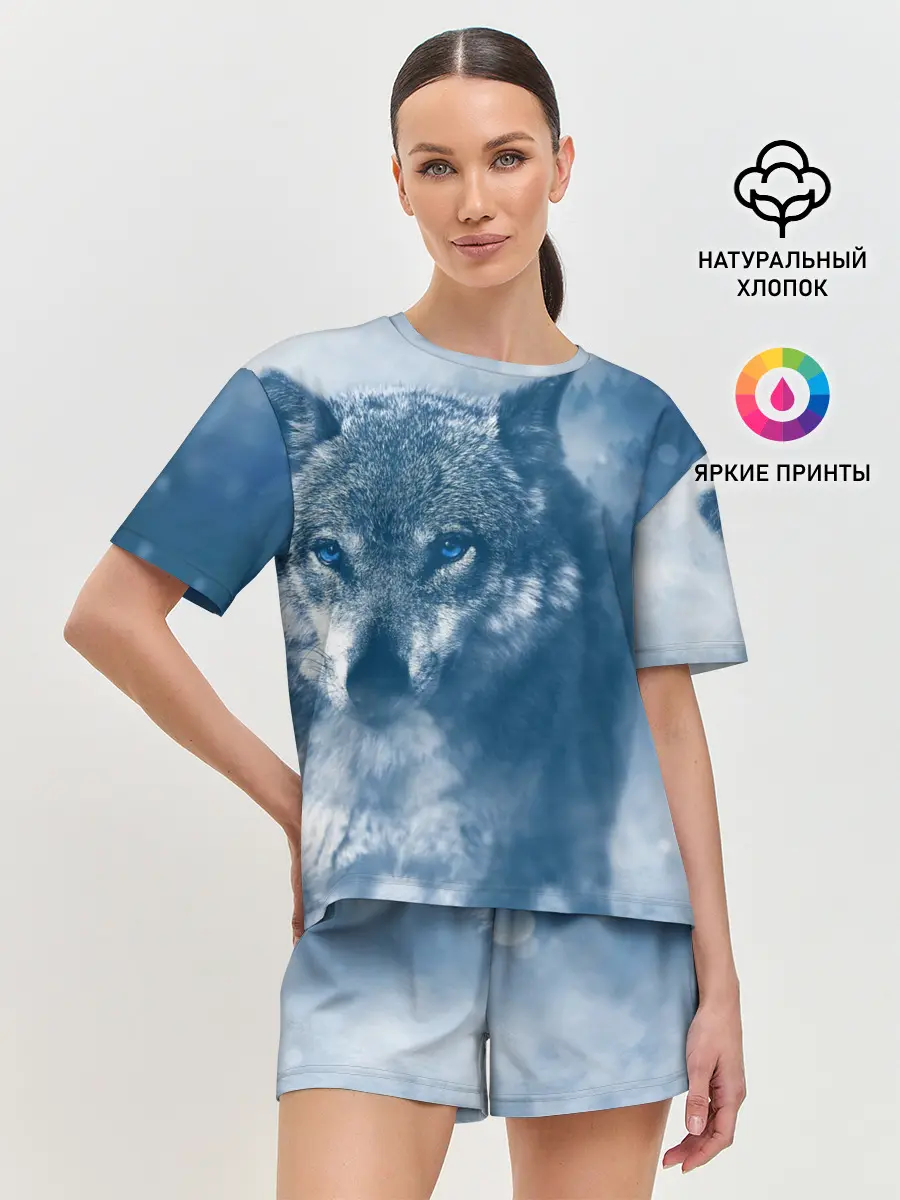 Женская пижама с шортами / Красивый волк