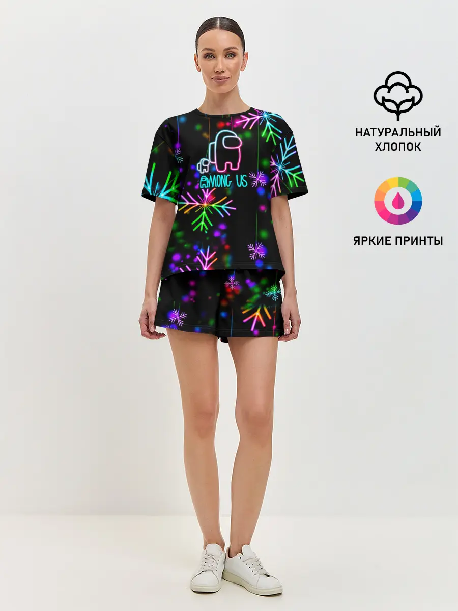 Женская пижама с шортами / Among Us New Year