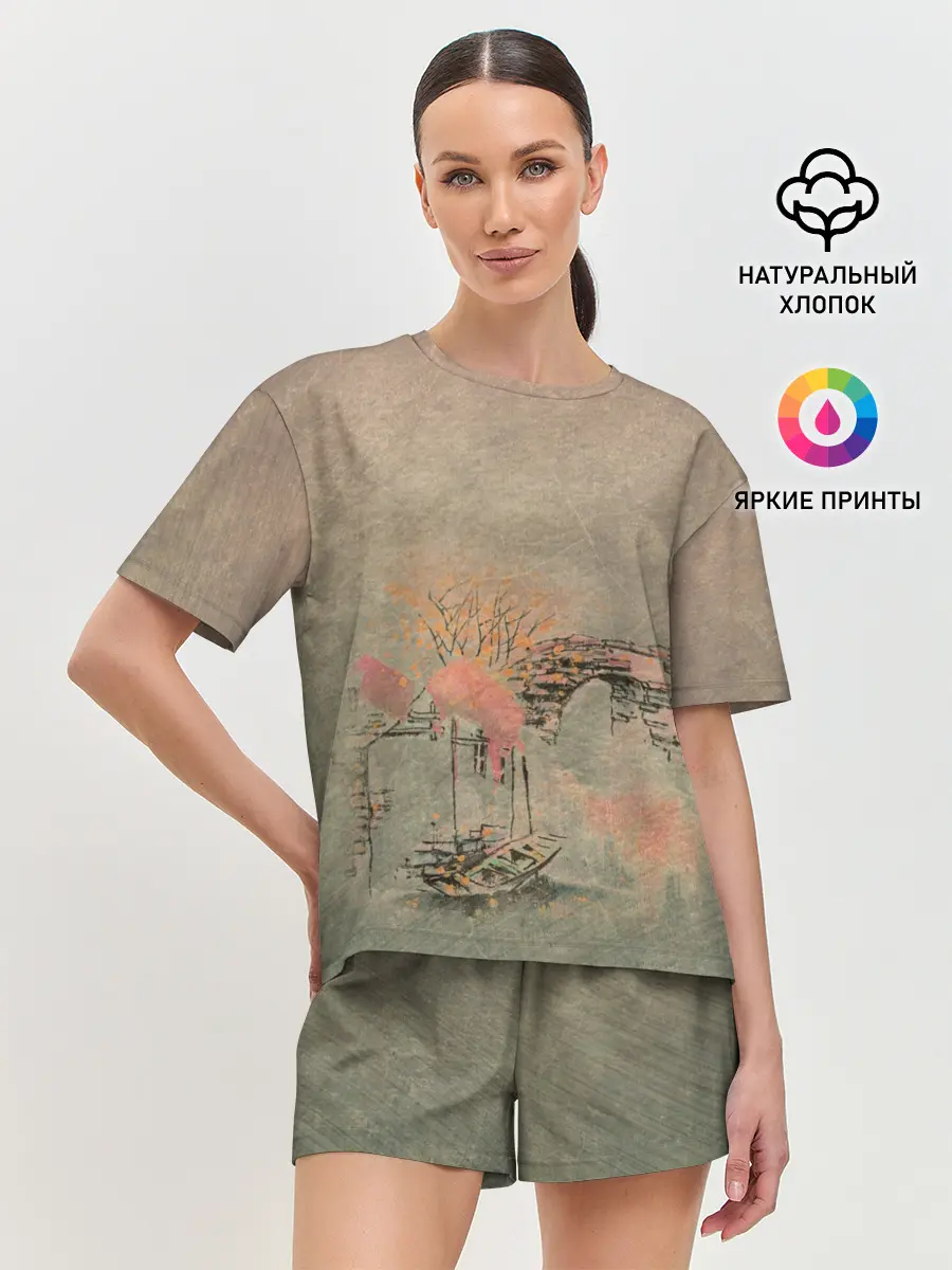 Женская пижама с шортами / Пейзаж