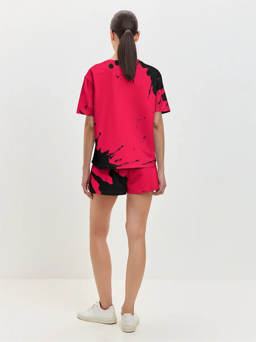 Женская пижама с шортами / AMONG US - ORANGE & GREEN