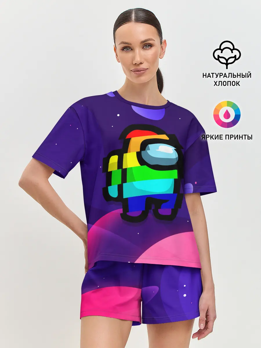 Женская пижама с шортами / AMONG US - RAINBOW SPACE