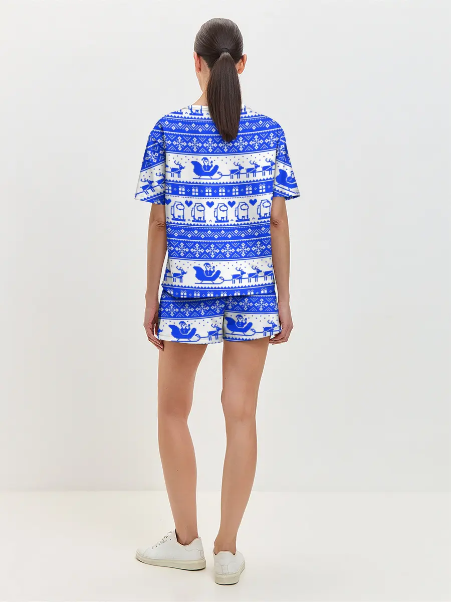 Женская пижама с шортами / AMONG US НОВОГОДНИЙ УЗОР