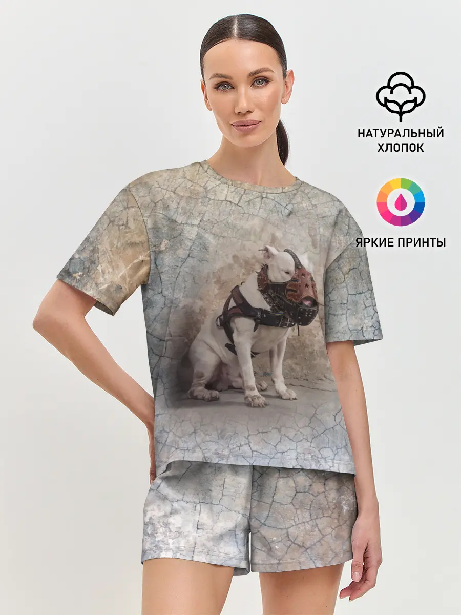 Женская пижама с шортами / Бойцовый бультерьер