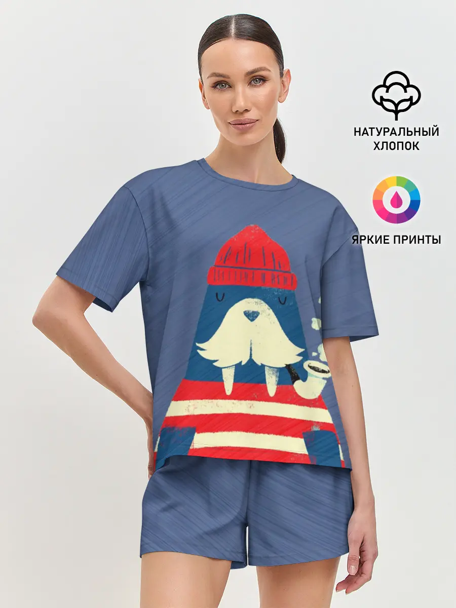 Женская пижама с шортами / Морж