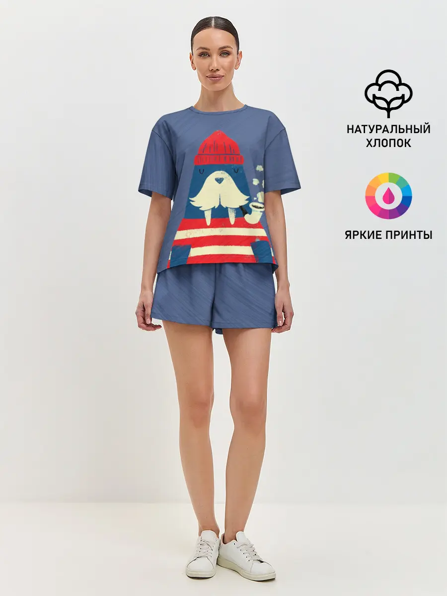 Женская пижама с шортами / Морж