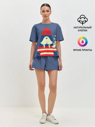 Женская пижама с шортами / Морж