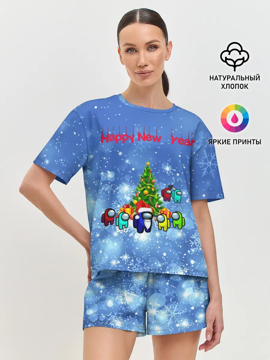 Женская пижама с шортами / Among Us New Year