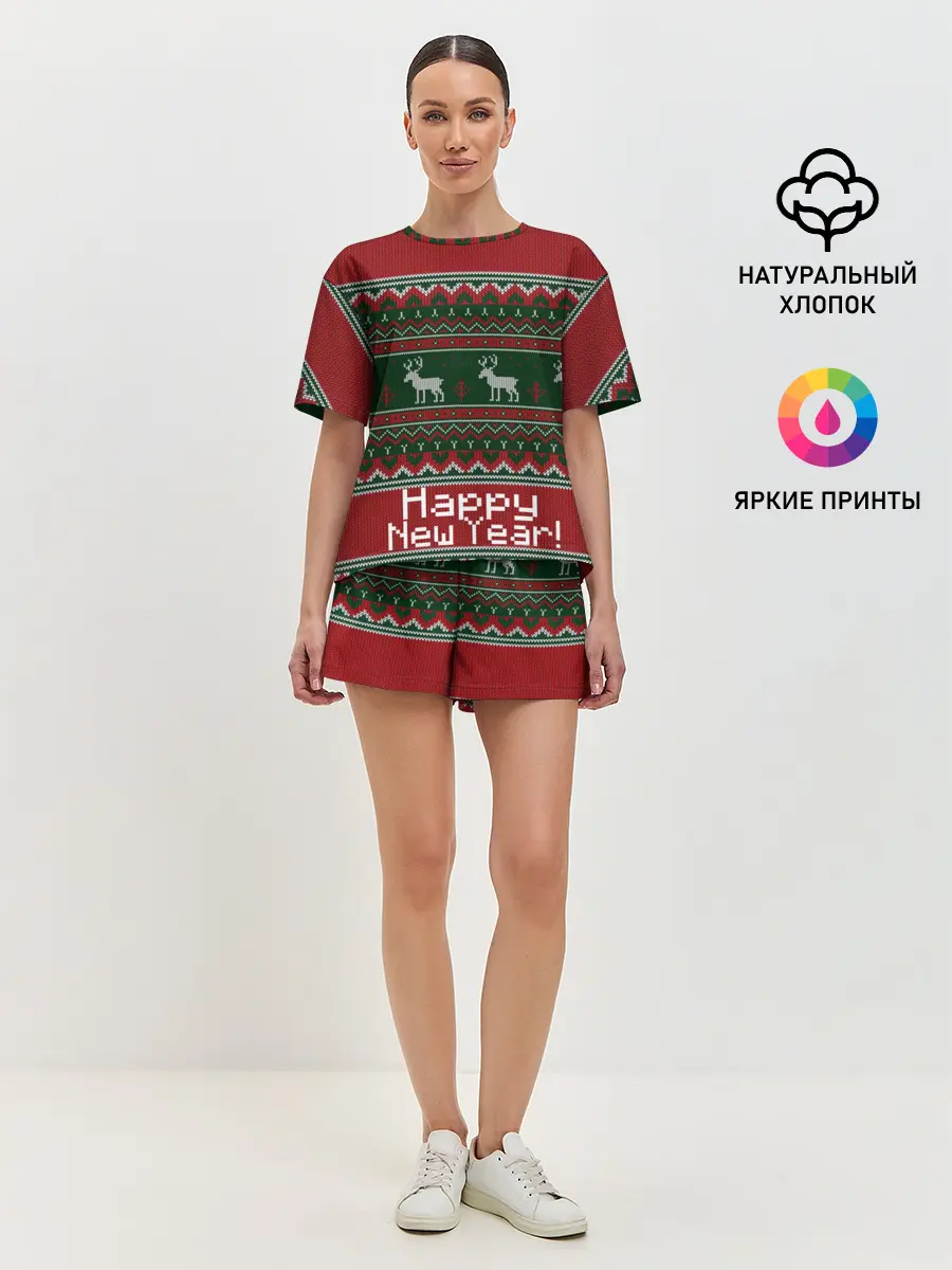 Женская пижама с шортами / Свитер