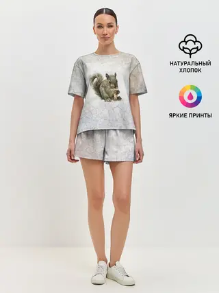 Женская пижама с шортами / Белки