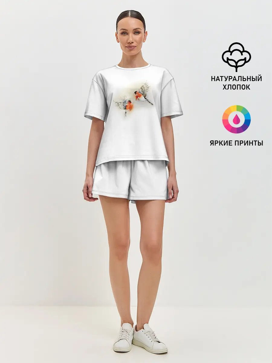 Женская пижама с шортами / Снегири