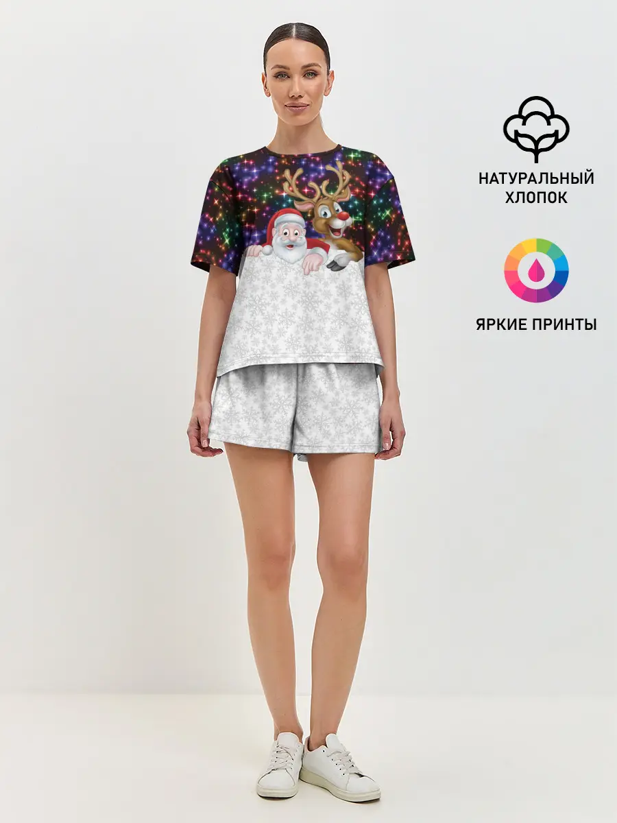 Женская пижама с шортами / Новый Год