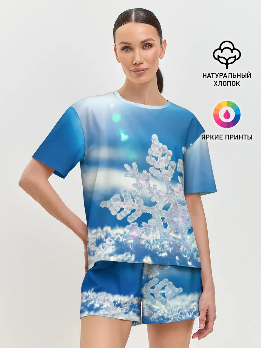 Женская пижама с шортами / Снег