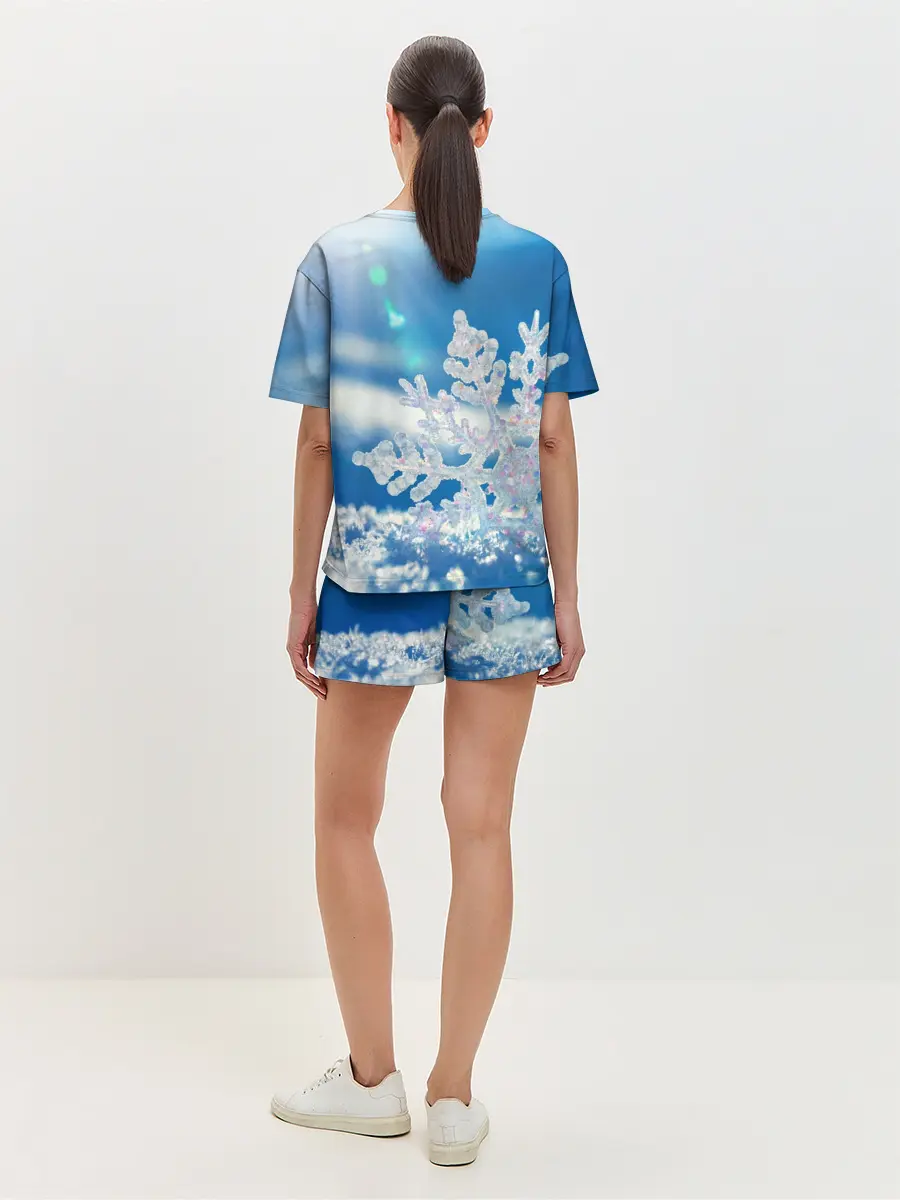 Женская пижама с шортами / Снег