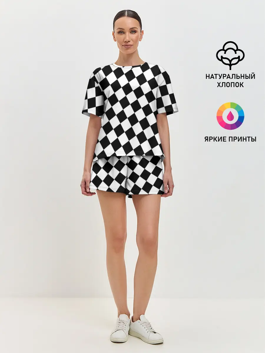 Женская пижама с шортами / Клетки