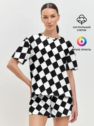 Женская пижама с шортами / Клетки