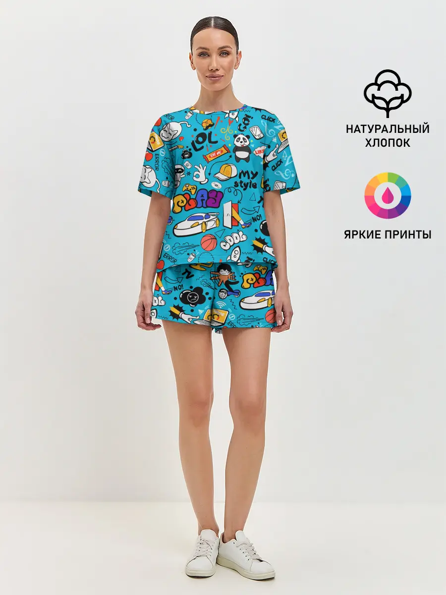 Женская пижама с шортами / Детское граффити