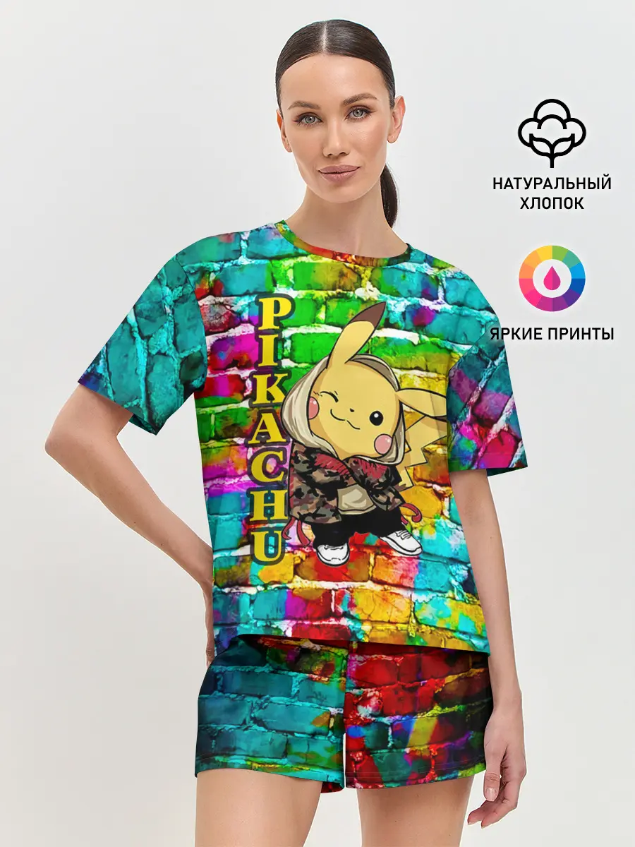 Женская пижама с шортами / Pikachu