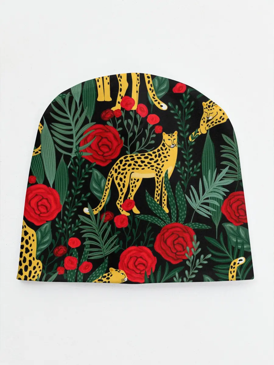 Детская шапка / Леопарды и цветы
