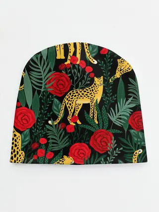 Детская шапка / Леопарды и цветы