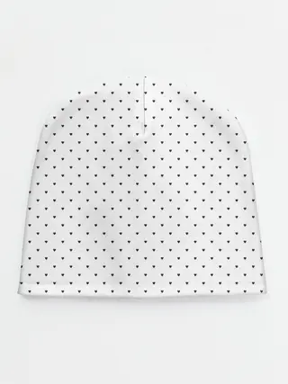 Детская шапка / Сердечки черные на белом