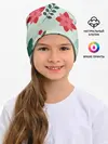 Детская шапка / цветы, ягоды, листья