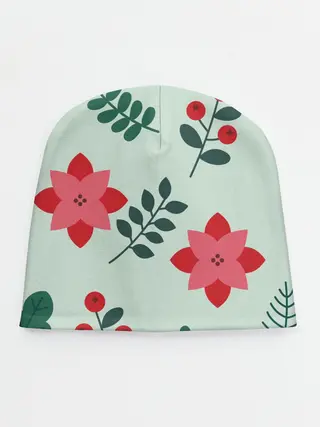 Детская шапка / цветы, ягоды, листья