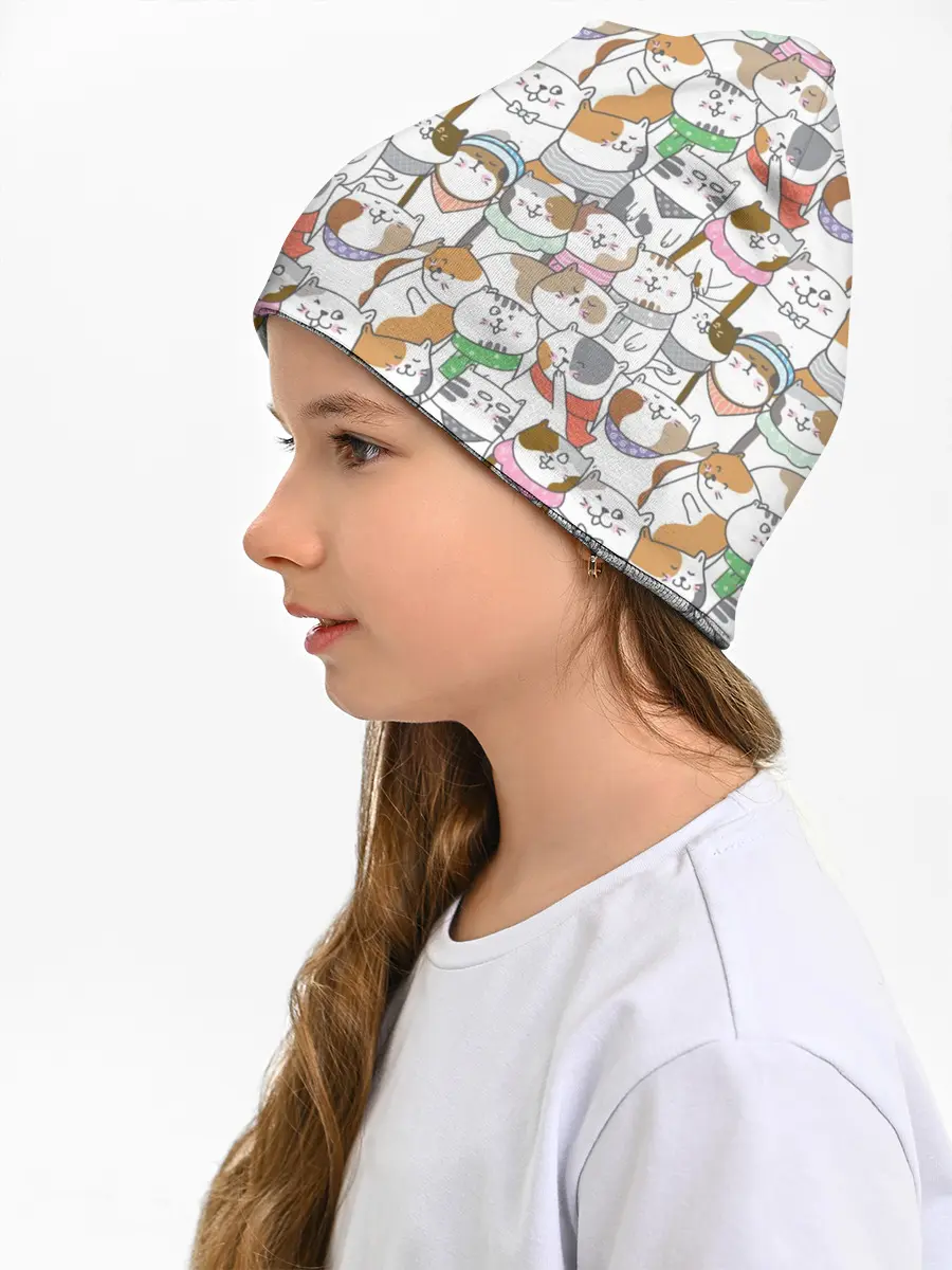 Детская шапка / Большая семья котиков