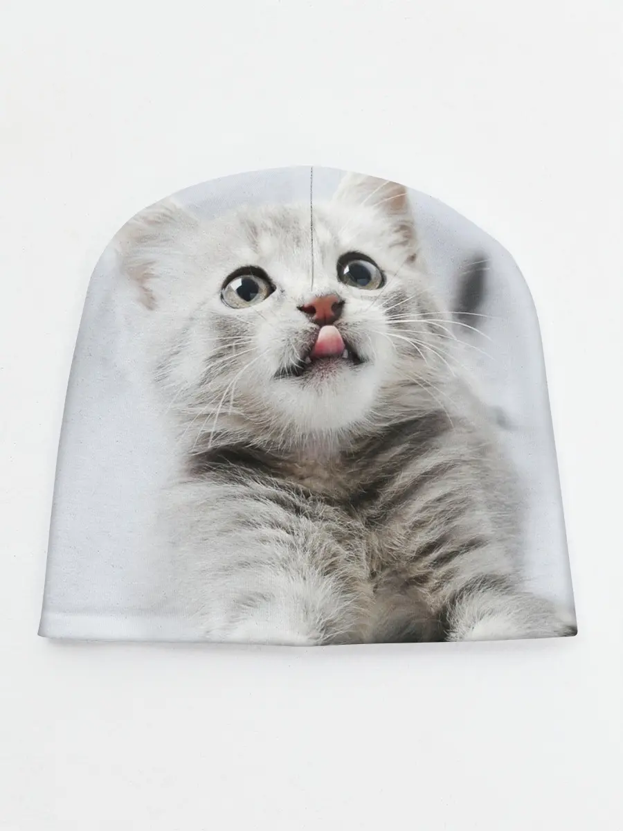 Детская шапка / серый котенок