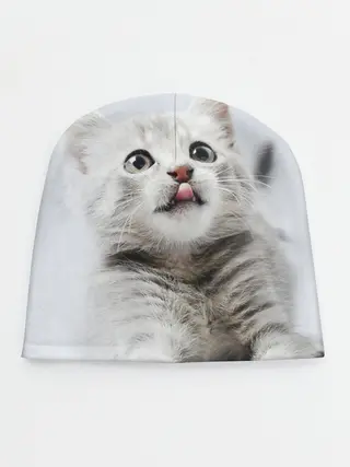 Детская шапка / серый котенок