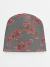 Детская шапка / Цветы айвы на сером фоне