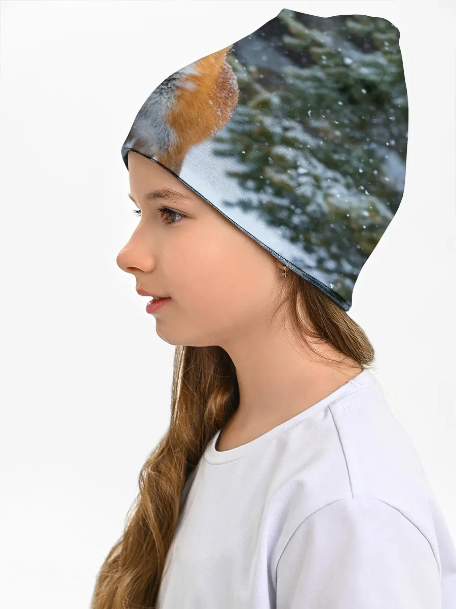 Детская шапка / Лиса в зимнем лесу